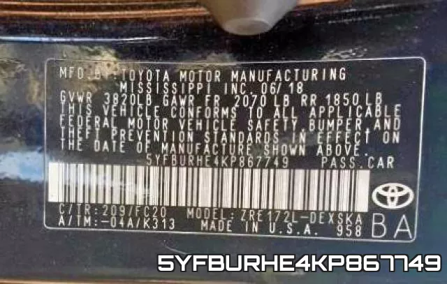 5YFBURHE4KP867749 фото 2