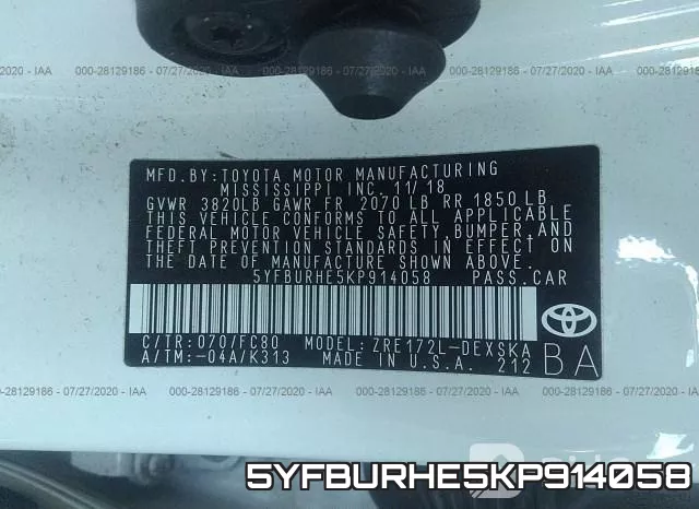 5YFBURHE5KP914058 фото 10