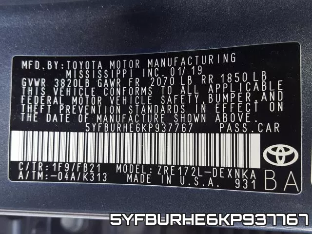5YFBURHE6KP937767 фото 2