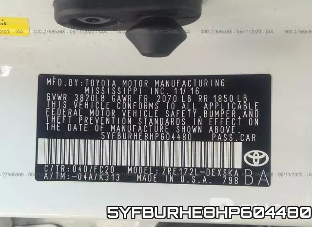 5YFBURHE8HP604480 фото 10