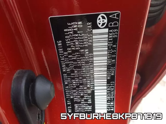 5YFBURHE8KP871819 фото 2