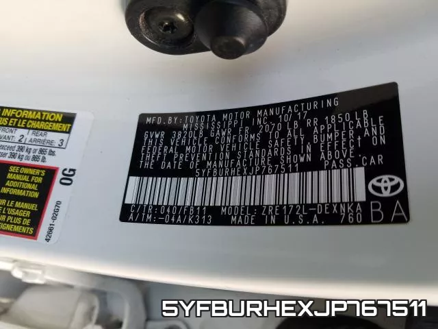 5YFBURHEXJP767511 фото 2