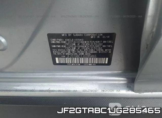 JF2GTABC1JG285465 фото 10