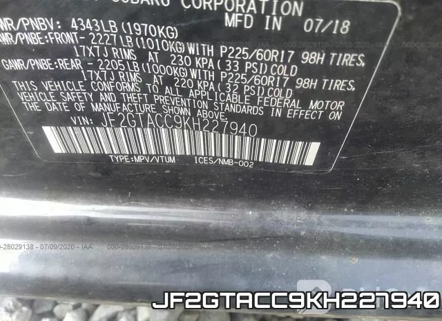 JF2GTACC9KH227940 фото 10