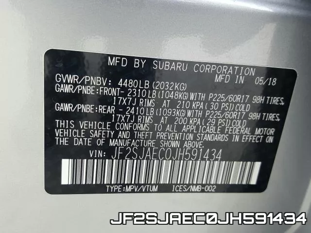 JF2SJAEC0JH591434 фото 2