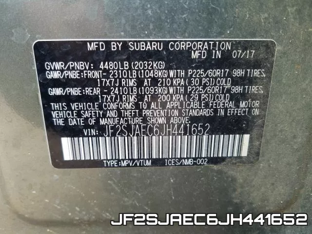 JF2SJAEC6JH441652 фото 2