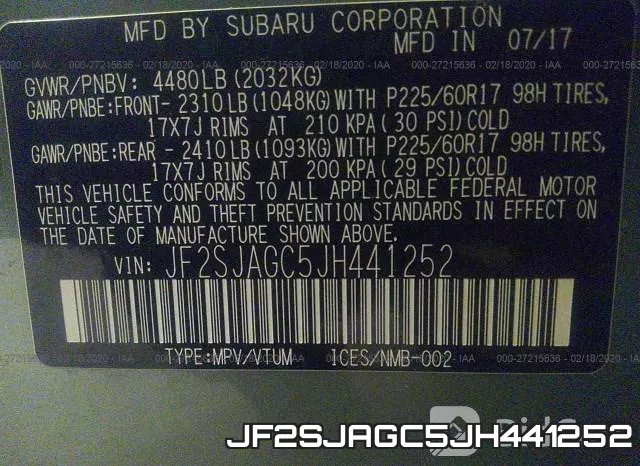 JF2SJAGC5JH441252 фото 10