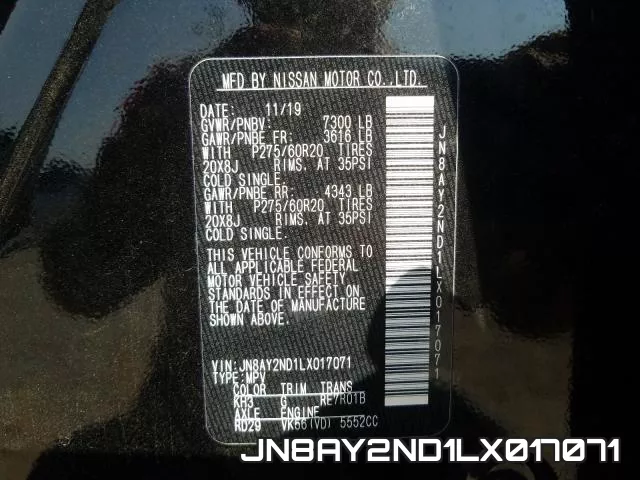 JN8AY2ND1LX017071 фото 2