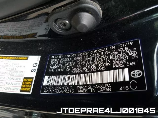 JTDEPRAE4LJ001845 фото 2