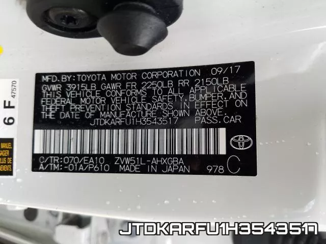 JTDKARFU1H3543517 фото 2