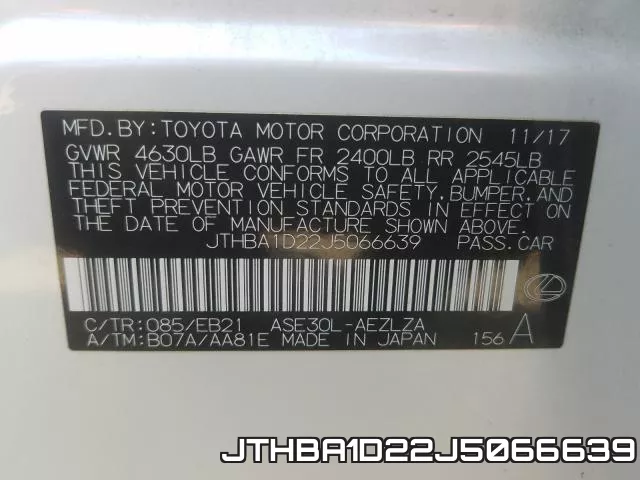 JTHBA1D22J5066639 фото 2
