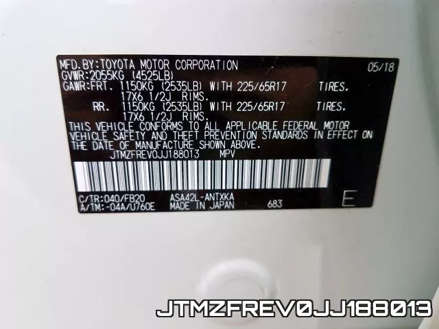 JTMZFREV0JJ188013 фото 2