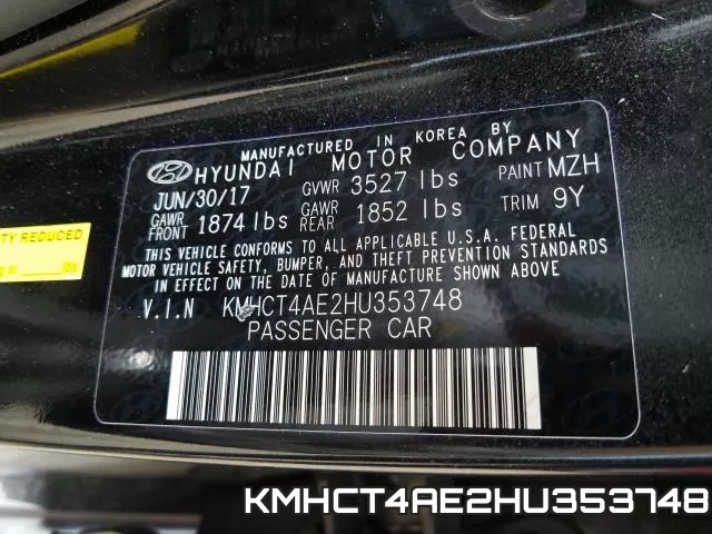 KMHCT4AE2HU353748 фото 2