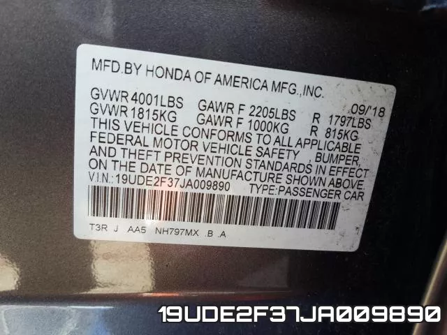 19UDE2F37JA009890 фото 2