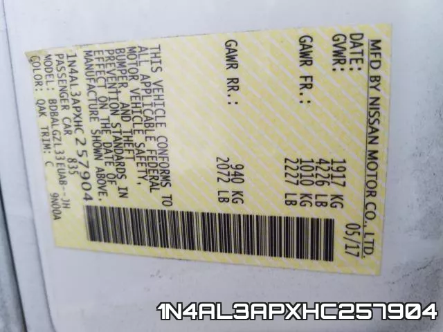 1N4AL3APXHC257904 фото 2