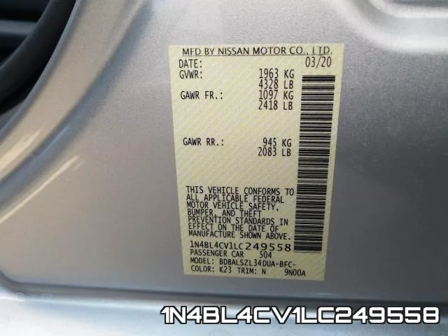 1N4BL4CV1LC249558 фото 2