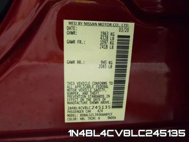 1N4BL4CV8LC245135 фото 2