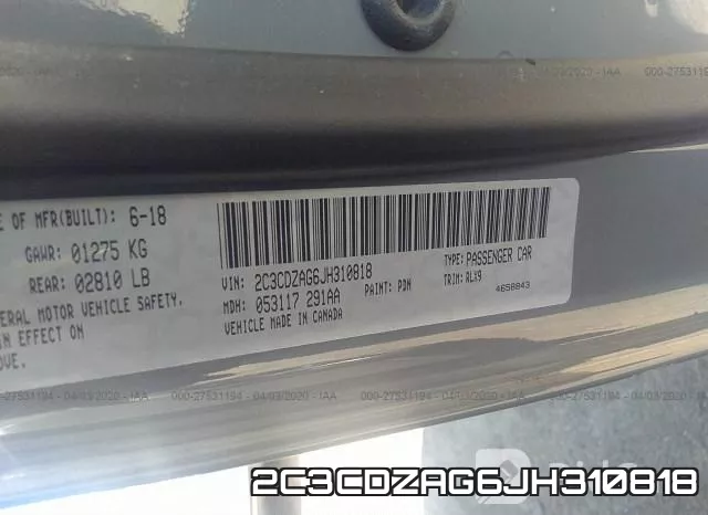 2C3CDZAG6JH310818 фото 10