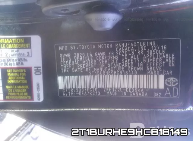 2T1BURHE9HC818149 фото 10
