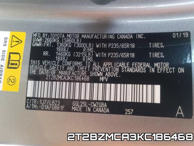 2T2BZMCA3KC186468 фото 2