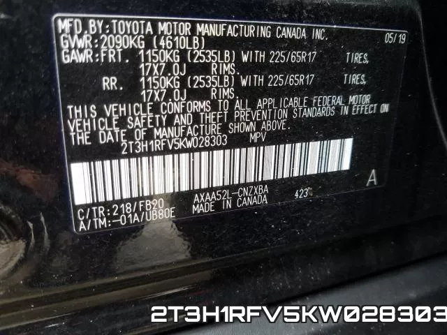 2T3H1RFV5KW028303 фото 2