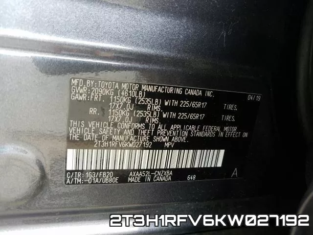 2T3H1RFV6KW027192 фото 2
