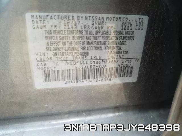 3N1AB7AP3JY248398 фото 2