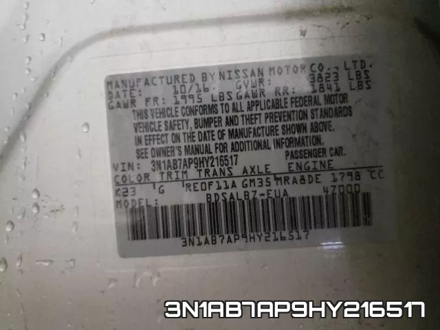3N1AB7AP9HY216517 фото 2