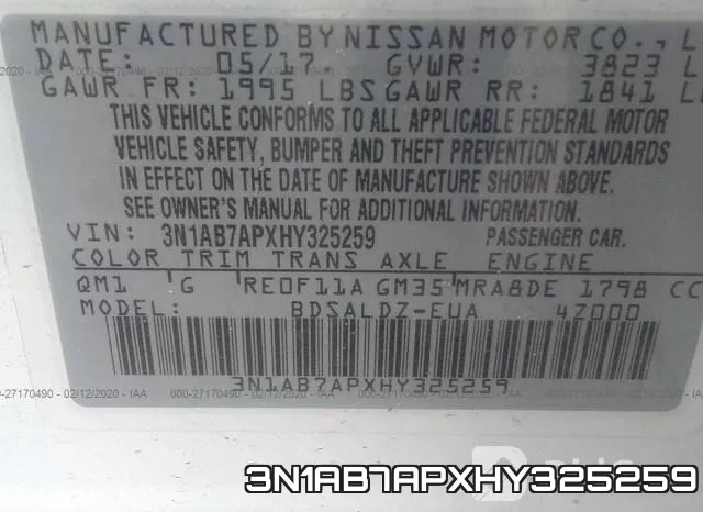 3N1AB7APXHY325259 фото 10