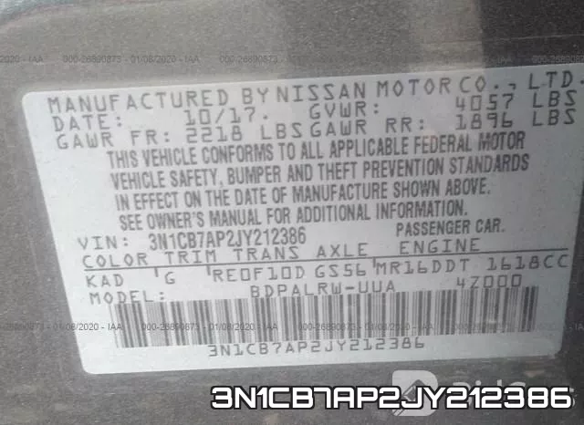 3N1CB7AP2JY212386 фото 10