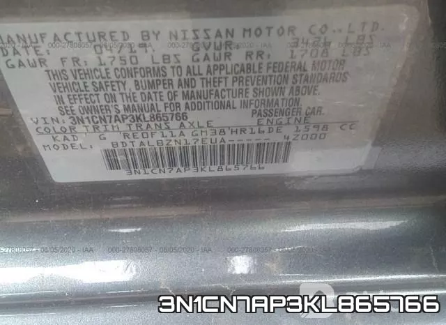3N1CN7AP3KL865766 фото 10