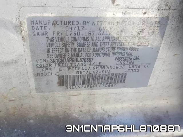 3N1CN7AP6HL870887 фото 2