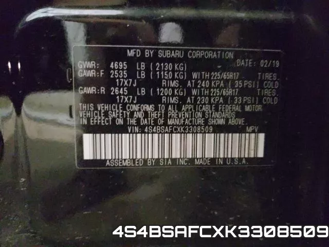 4S4BSAFCXK3308509 фото 2