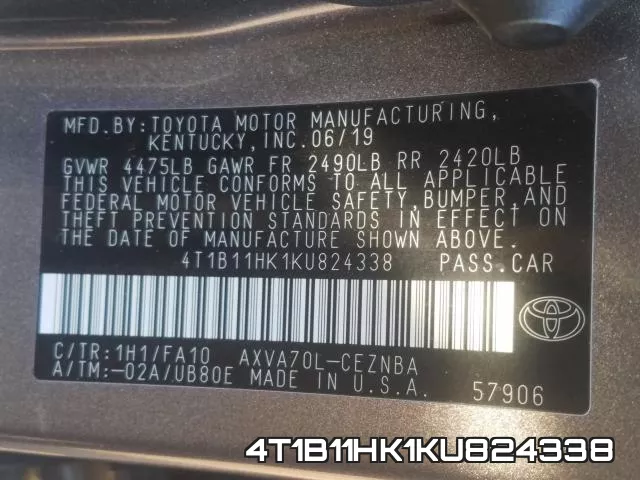 4T1B11HK1KU824338 фото 2