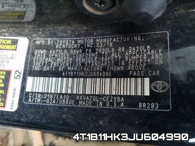 4T1B11HK3JU604990 фото 2