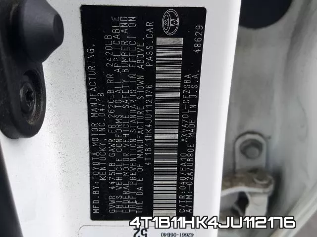 4T1B11HK4JU112176 фото 2