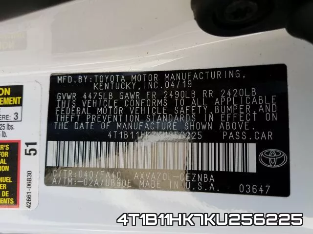 4T1B11HK7KU256225 фото 2