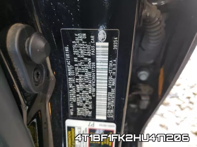 4T1BF1FK2HU417206 фото 2
