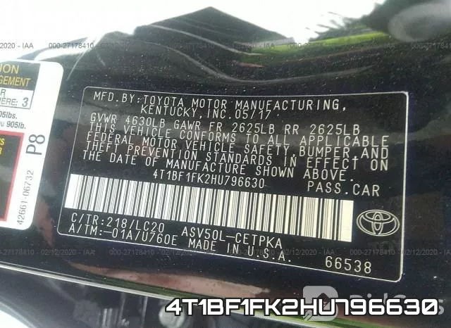 4T1BF1FK2HU796630 фото 10