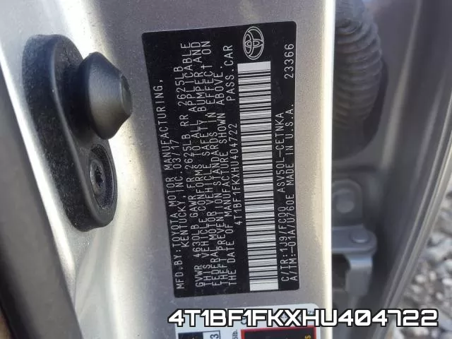 4T1BF1FKXHU404722 фото 2