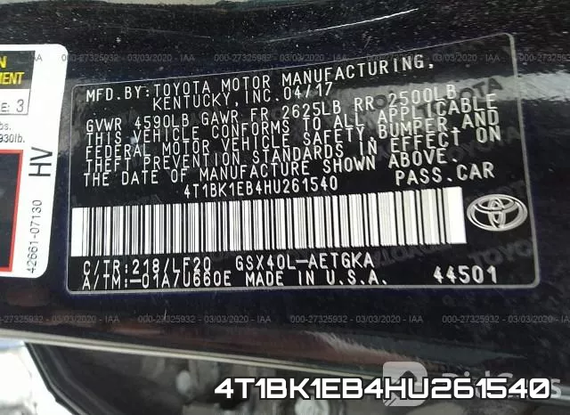 4T1BK1EB4HU261540 фото 10
