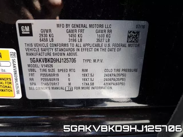 5GAKVBKD9HJ125706 фото 2