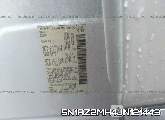 5N1AZ2MH4JN121443 фото 10
