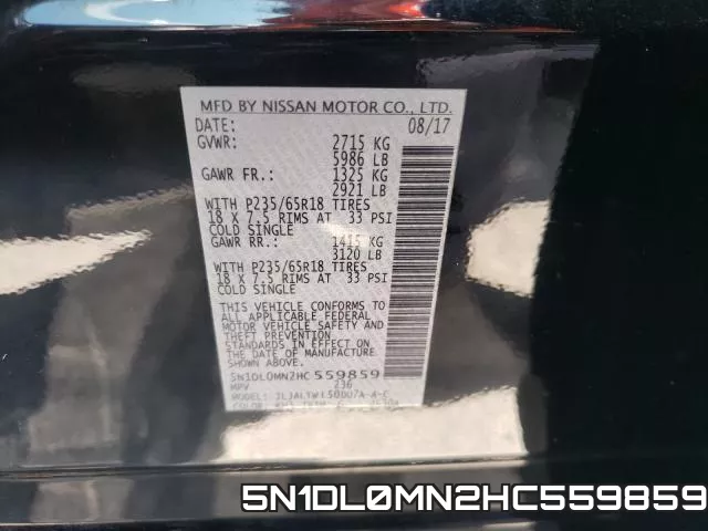 5N1DL0MN2HC559859 фото 2