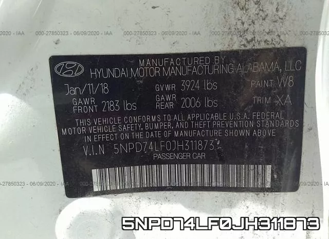 5NPD74LF0JH311873 фото 10