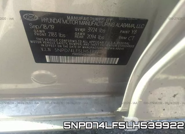 5NPD74LF5LH539922 фото 10