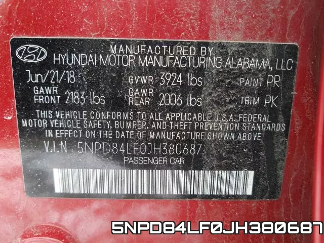 5NPD84LF0JH380687 фото 2