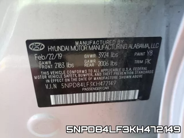 5NPD84LF3KH472149 фото 2