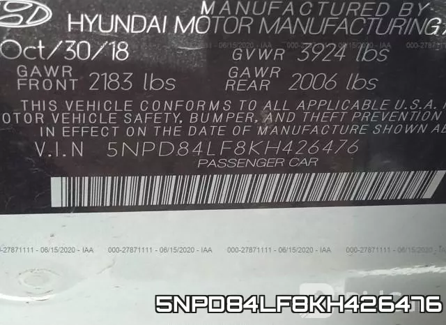 5NPD84LF8KH426476 фото 9