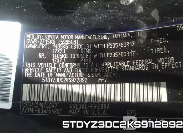 5TDYZ3DC2KS972892 фото 10